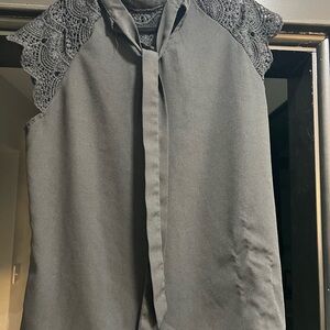 SHEIN Black Lace Sleeve Blouse